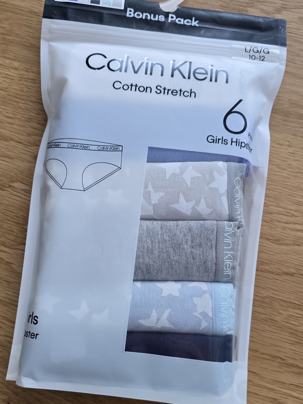 Calvin Klein Girls' 6-Pack Hipsters in Light Blue, Gray, Navy